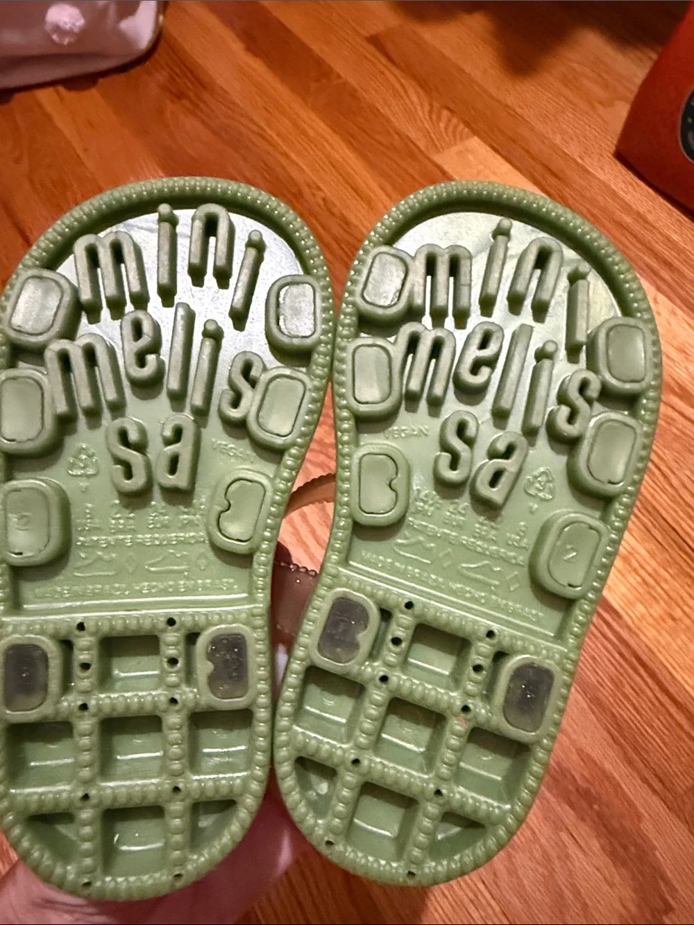 Mini Melissa Light Green Sandals with White Daisy Accent